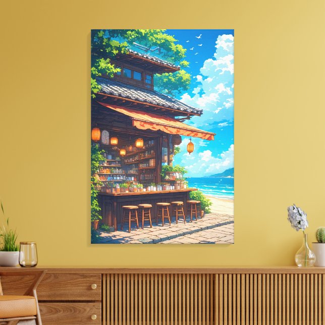 Impressão Em Tela Casa de Chá Lanterna à Beira-Mar (Insitu(Sala de estar))