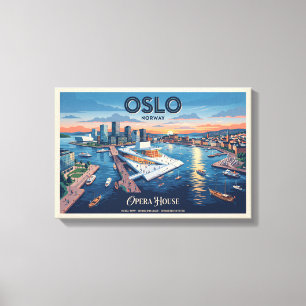 Impressão Em Tela Casa de Ópera de Oslo Cartaz de Viagem Vintage - N