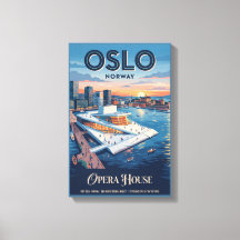 Casa de Ópera de Oslo Noruega Cartaz de Viagem Vin