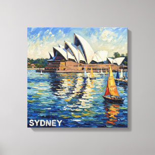 Impressão Em Tela Casa de Ópera de Sydney Velas no Porto Lona Estica