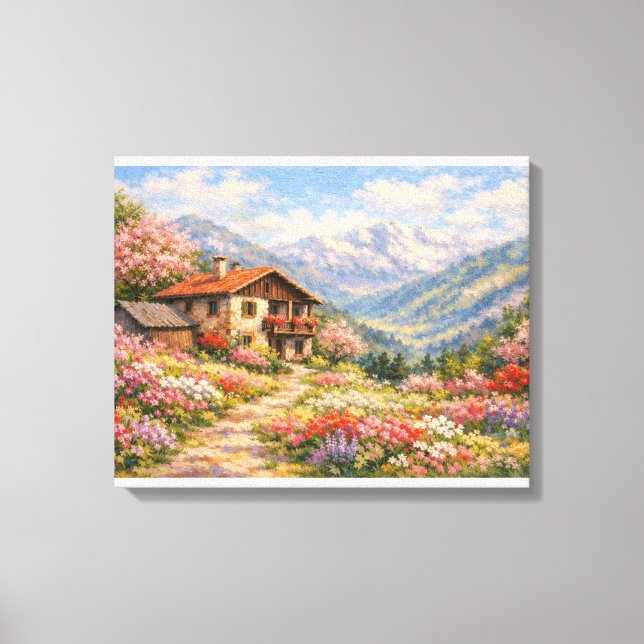 Impressão Em Tela Casa na Montanha (Frente)