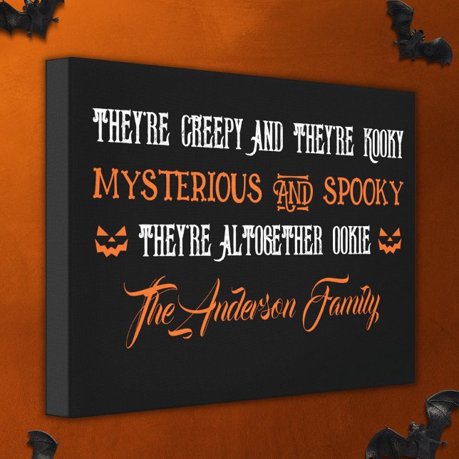 Impressão Em Tela Casa Negra Negra Assombrada da Família Kooky Hallo (Criador carregado)