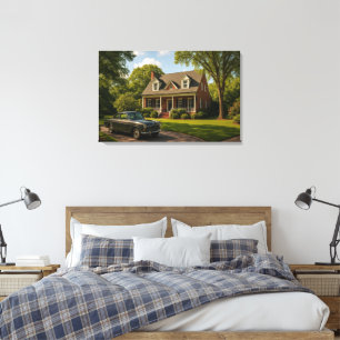 Impressão Em Tela Casa Suburbana Clássica com Arte de Parede de Carr