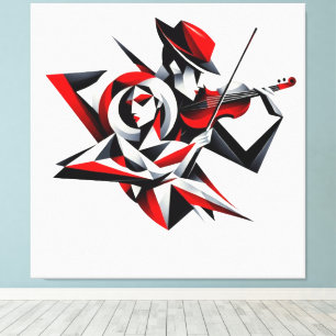 Impressão Em Tela Casal Abstrato com Violino