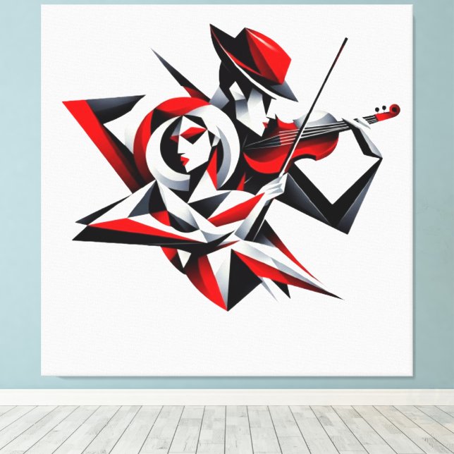 Impressão Em Tela Casal Abstrato com Violino (Insitu(piso de madeira))