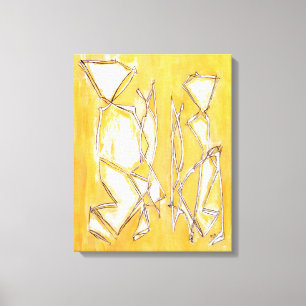 Impressão Em Tela Casal Abstrato Sala de Estar Colorida Amarelo Bril