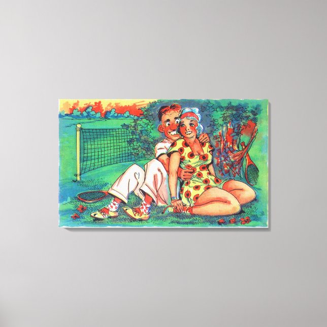 Impressão Em Tela Casal de cartum com engrenagens Tênis (Frente)