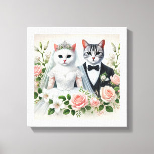 Impressão Em Tela Casal de Casamento de Gatos Siameses