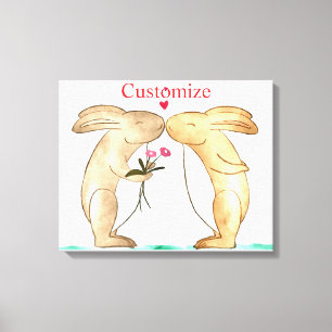 Impressão Em Tela Casal de Coelhos Beijando Thunder_Cove