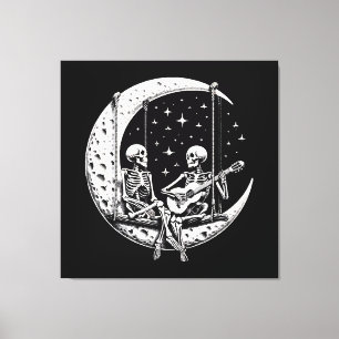 Impressão Em Tela Casal de Esqueletos Gaita Lunar