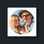 Impressão Em Tela Casal de Fotos com Coração de Amor Fofo com Nomes<br><div class="desc">Cute Love Heart Foto Casais Nome Personalizado Arte em Tela apresenta sua foto favorita com um coração de amor e personalizado com seus nomes em letra cursiva branca moderna. Personalize editando o texto na caixa de texto fornecida e adicionando sua própria imagem. Presentes perfeitos para casais, namorado, namorada, marido, esposa,...</div>