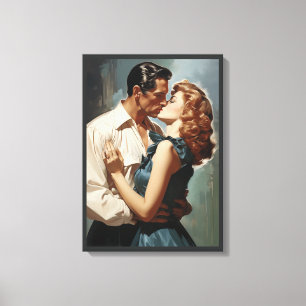 Impressão Em Tela Casal de Kissing Vintage