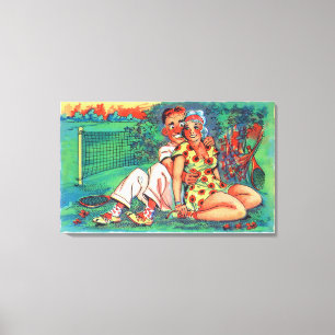 Impressão Em Tela Casal dos desenhos animados com engrenagem do