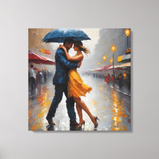 Impressão Em Tela Casal na Arte Chuva