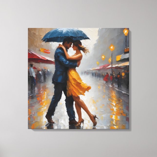 Impressão Em Tela Casal na Arte Chuva (Frente)