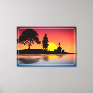 Impressão Em Tela Casal Silhouette Trabalho de arte- 57178