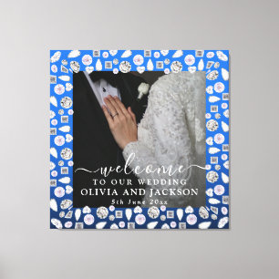 Impressão Em Tela Casamento com Lente de Diamante Azul de Silver Ele