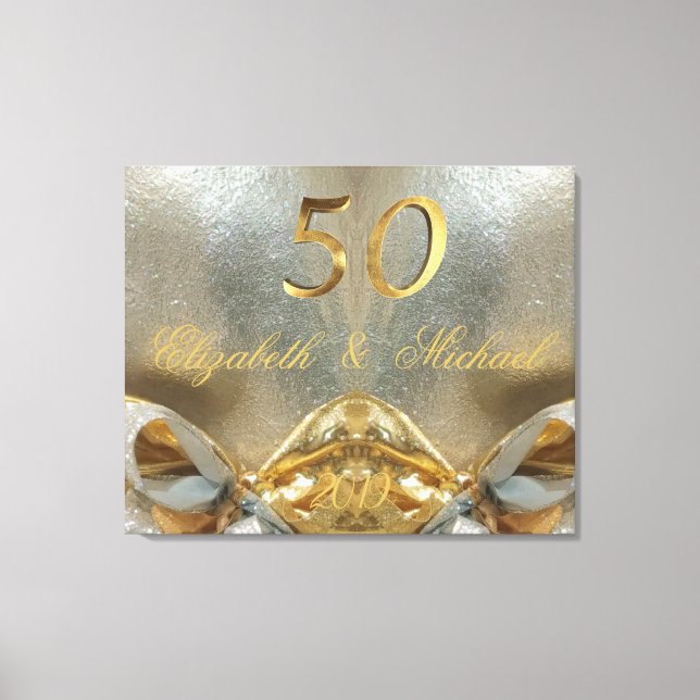 Impressão Em Tela Casamento de ouro 50º Aniversário Dourado (Frente)