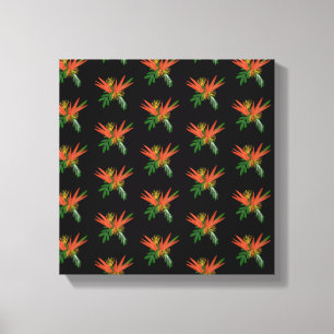 Impressão Em Tela Casamento de Tinta Tropica com Pássaro de Paraíso