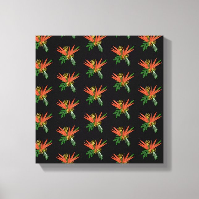 Impressão Em Tela Casamento de Tinta Tropica com Pássaro de Paraíso  (Frente)