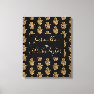 Impressão Em Tela Casamento Indiano Salve a data Dourado hamsa Henna