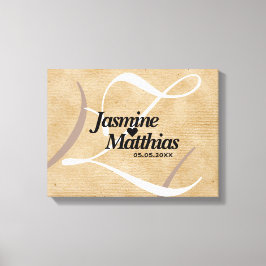 Impressão Em Tela Casamento Rustic Elegant Vintage Monograma Burlap