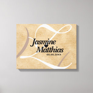 Impressão Em Tela Casamento Rustic Elegant Vintage Monograma Burlap