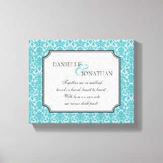 Impressão Em Tela Casamento tema damasco azul citação de arte person