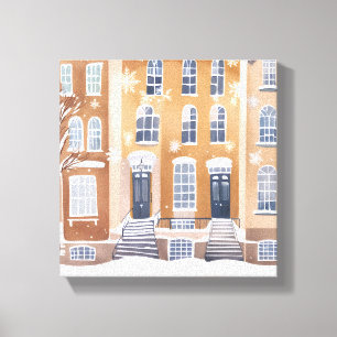 Impressão Em Tela Casas de Arenito Aquarela de Rua da Cidade Nevad