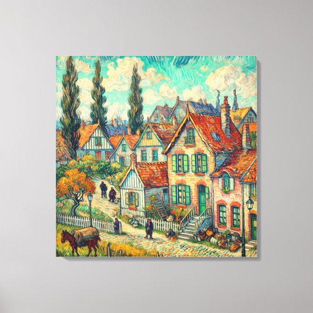 Impressão Em Tela Casas incríveis em Auvers - Vincent van Gogh (Frente)