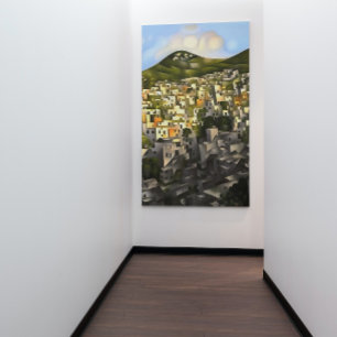 Impressão Em Tela Casas Na Encosta - Arte Abstrata Fethiye