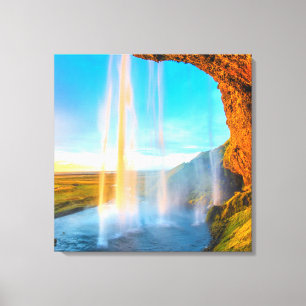 Impressão Em Tela Cascata sobre rochas Natureza Fotografia Pacífica