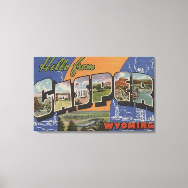 Impressão Em Tela Casper, Wyoming - Cenas com Letras Grandes (Frente)