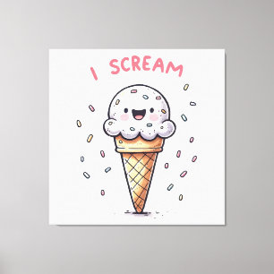 Impressão Em Tela Casquinha de Sorvete I Scream com Confeitos