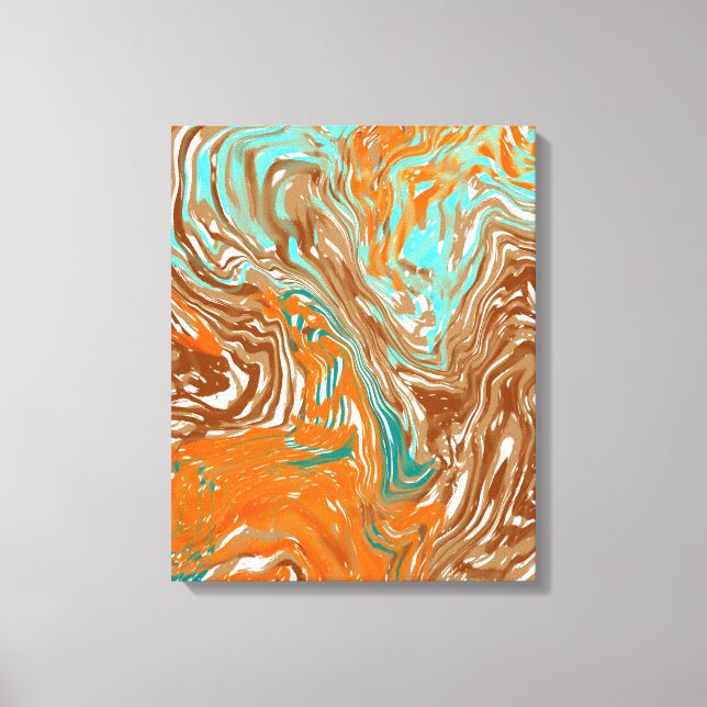 Impressão Em Tela Castanho, Laranja, Abstrato de Cores de Boho (Frente)