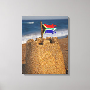 Impressão Em Tela Castelo de Areia Com Bandeira Sul-Africana, Umhlan