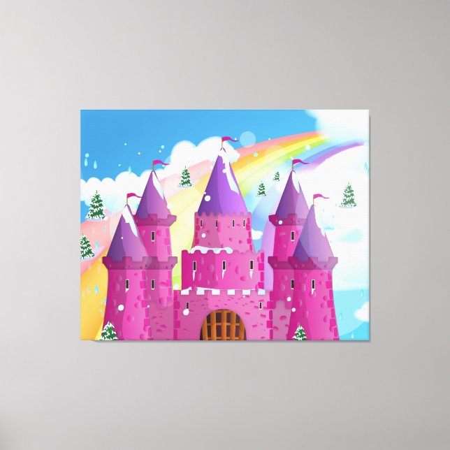 Impressão Em Tela castelo de conto de fadas Arco-íris (Frente)
