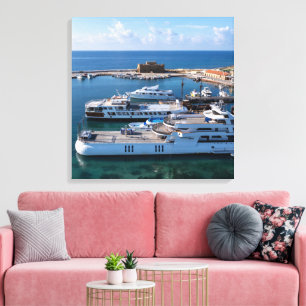 Impressão Em Tela Castelo de Paphos e Barcos