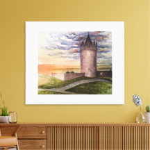 Castelo Irlandês em Aquarela em Doolin, Condado de