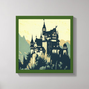 Impressão Em Tela Castelo Medieval Fantástico - Xilogravura 1