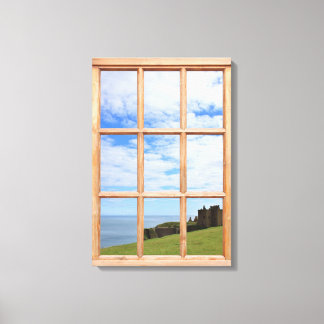 Impressão Em Tela Castelo pela janela Sea 3D Effect View Picture
