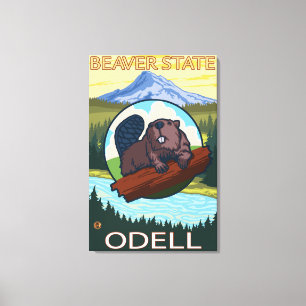 Impressão Em Tela Castor & capa do Mt. - Odell, Oregon