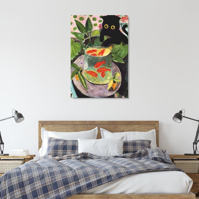 Impressão Em Tela Cat Goldfish Matisse Poster Elegante Moderno (Insitu(Quarto))