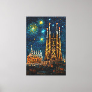 Impressão Em Tela Catalan Starry Night Gaudí encontra Van Gogh