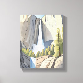 Impressão Em Tela Cataratas de Yosemite | Aquarela do Parque Naciona