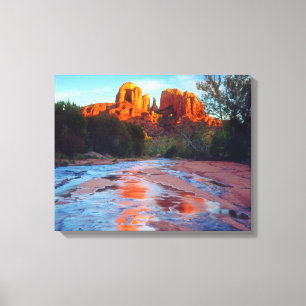 Impressão Em Tela Cathedral Rock refletida no Oak Creek ao pôr do so
