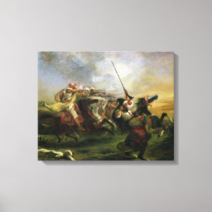 Impressão Em Tela Cavaleiro marroquinos na ação militar, 1832
