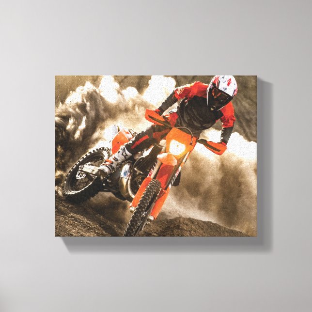 Impressão Em Tela Cavaleiro Motocross (Frente)