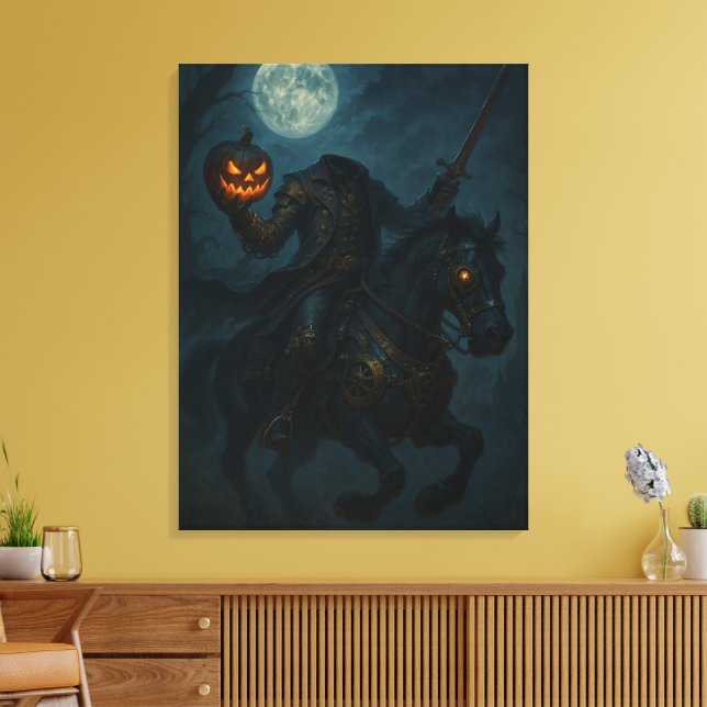 Impressão Em Tela Cavaleiro Sem Cabeça de Terror Gótico Steampunk (Insitu(Sala de estar))