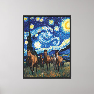 Impressão Em Tela Cavalgada Noturna Estrelada em Tela